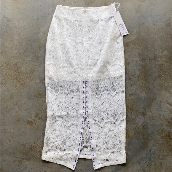 Asilio ivory lace midi skirt size XS NWT *FLAW SEE PICS - Picture 10 of 16